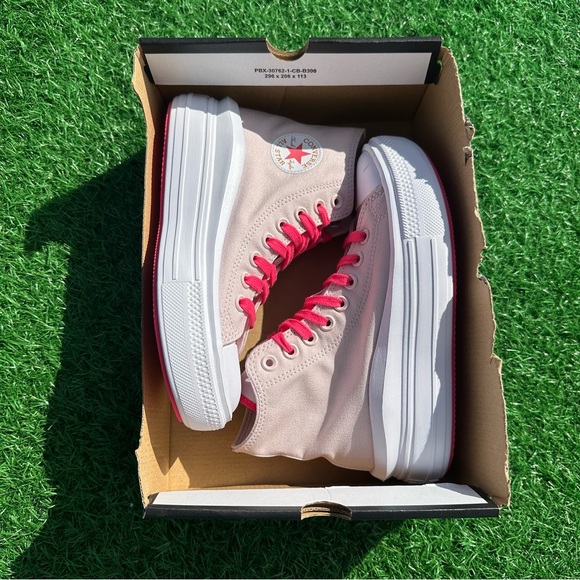 Converse Chuck Taylor All Star Lift Platform Hi Barely Rose / Strawberry Jam - Picture 4 of 13